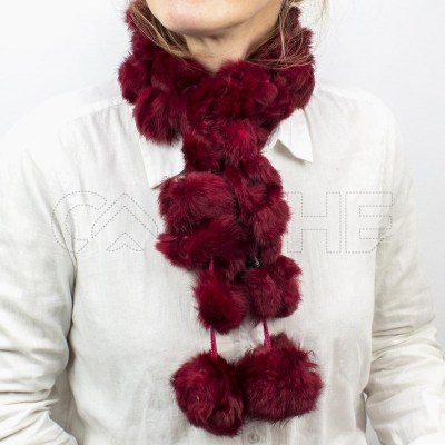 Bufanda de Cuello Pompom Vinotinto