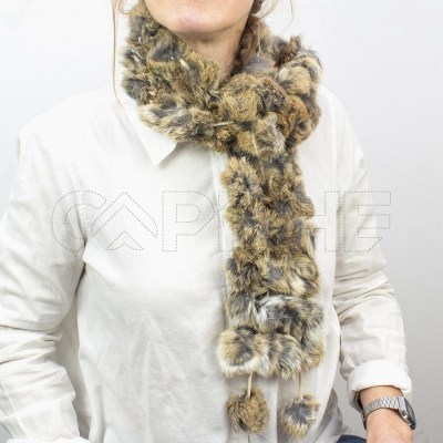 Bufanda de Cuello Pompom Marrón Conejo