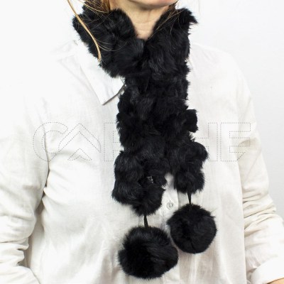 Bufanda de Cuello Pompom Negro