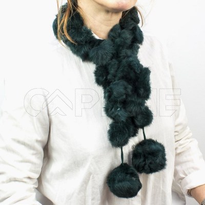 Bufanda de Cuello Pompom Verde musgo