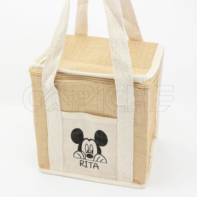 Bolsa Térmica de Rafia Mickey con Nombre