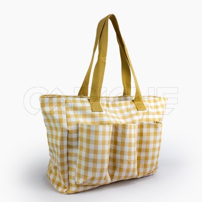 Bolso de Playa Ajedrez Beige