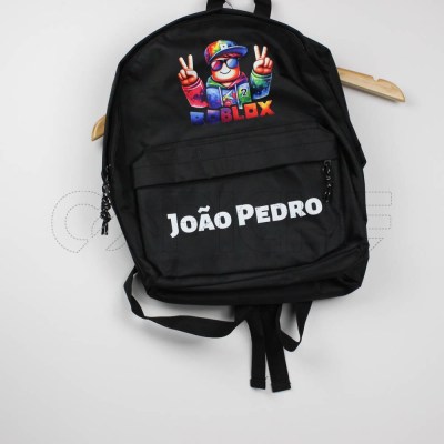 Estampa Impressa Mochila Escolar Preta João Pedro
