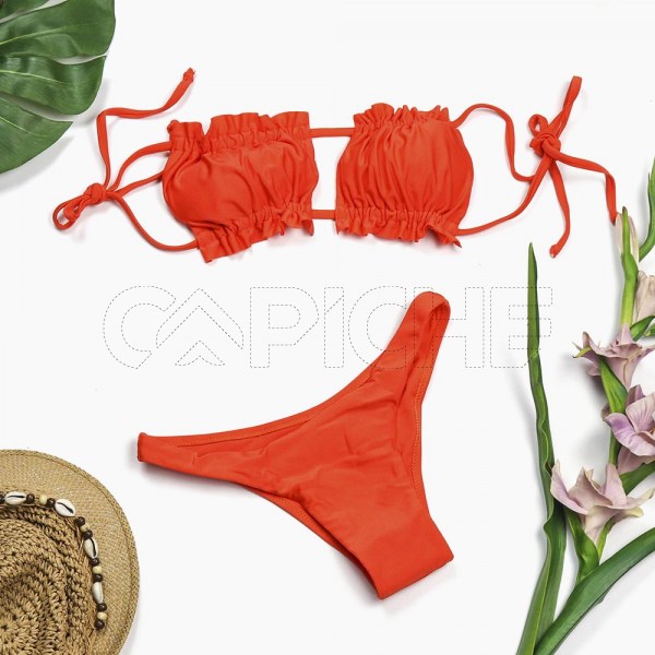 Conjunto Bikini Cortina Naranja