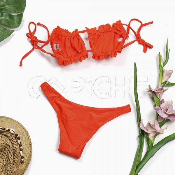 Conjunto Bikini Cortina Naranja