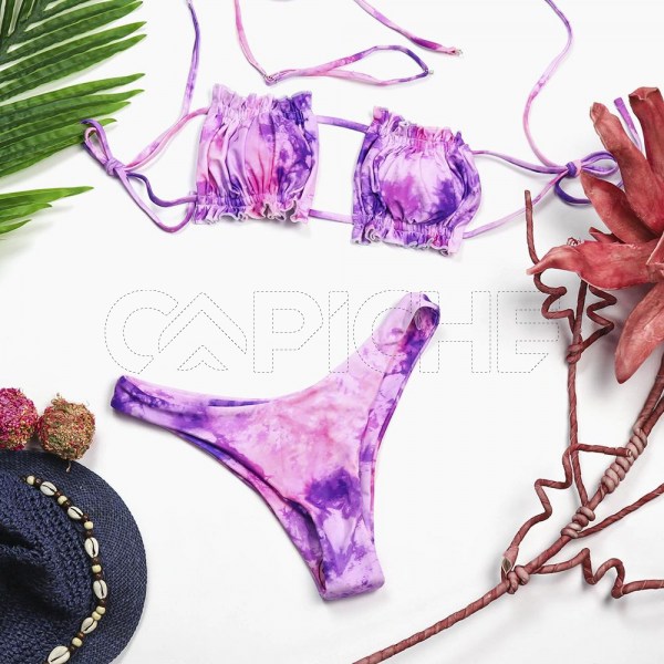 Conjunto Bikini Tie Dye Cortina Lila