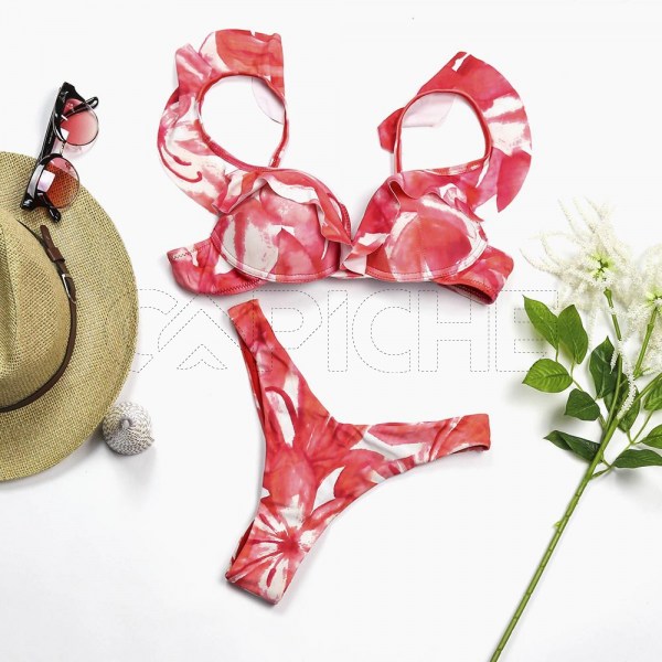 Conjunto Bikini Tie Dye Di Rojo