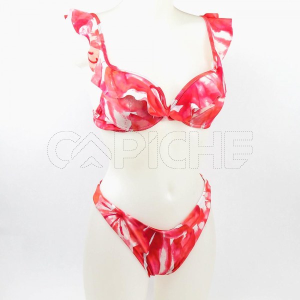 Conjunto Bikini Tie Dye Di Rojo