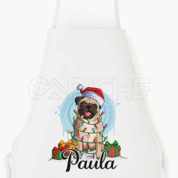 Delantal Pug Navideño Personalizable