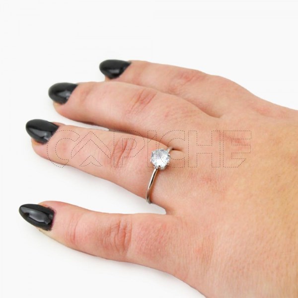 Anillo em acero Solitário Plateado