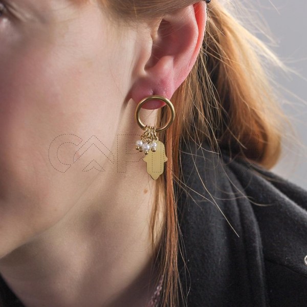 Pendientes en acero Mano de fatima