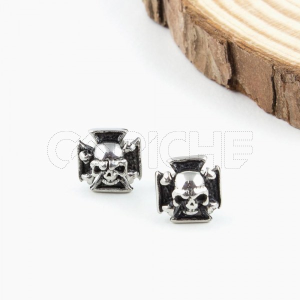 Pendientes en acero Cruz de Calavera
