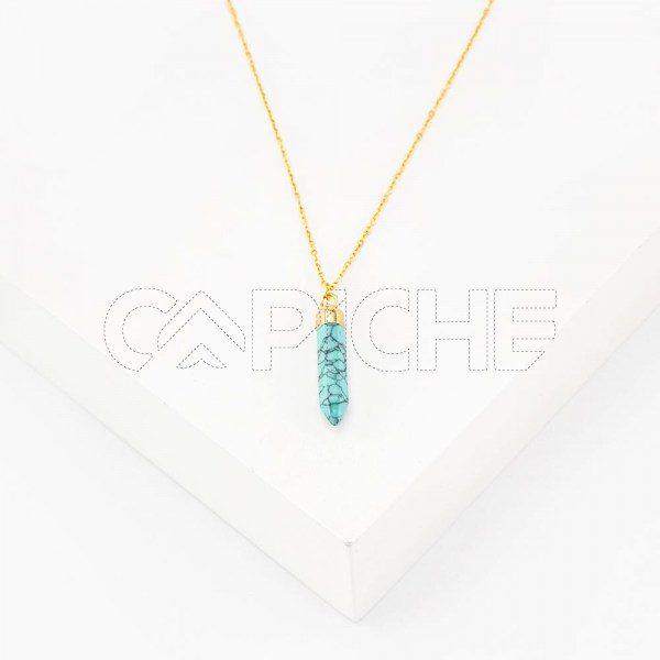 Collar em acero hexagonal cristal
