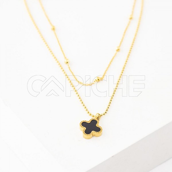 Collar em acero Doble Trébol de quatro9