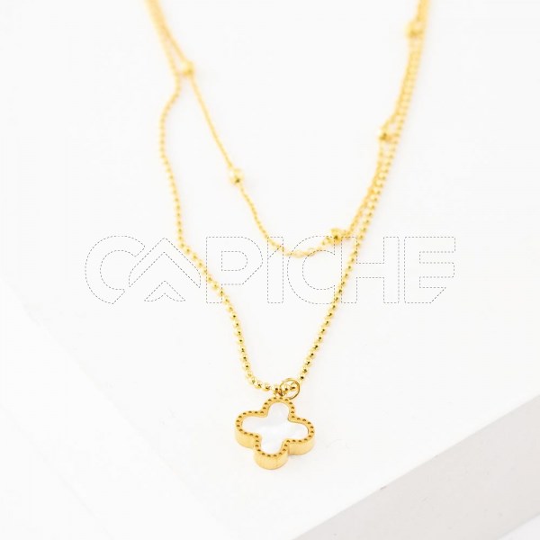 Collar em acero Doble Trébol de quatro9
