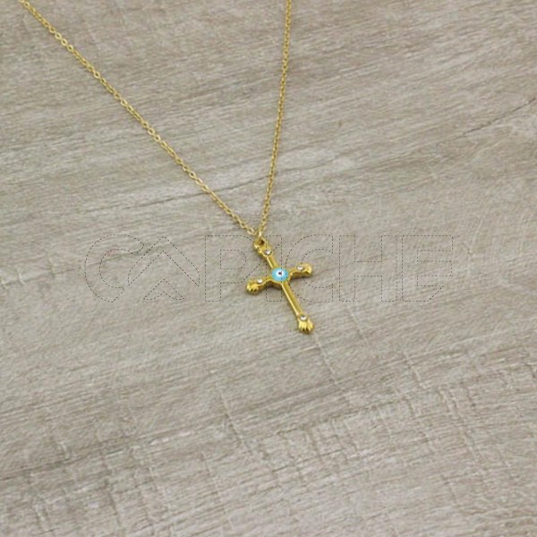 Collar em acero Cruz com Ojo Turco