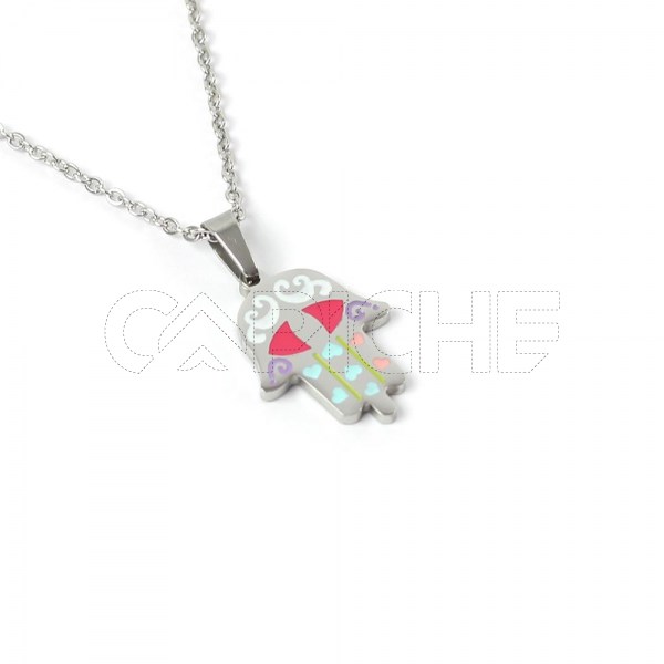 Collar en acero Mano Fátima