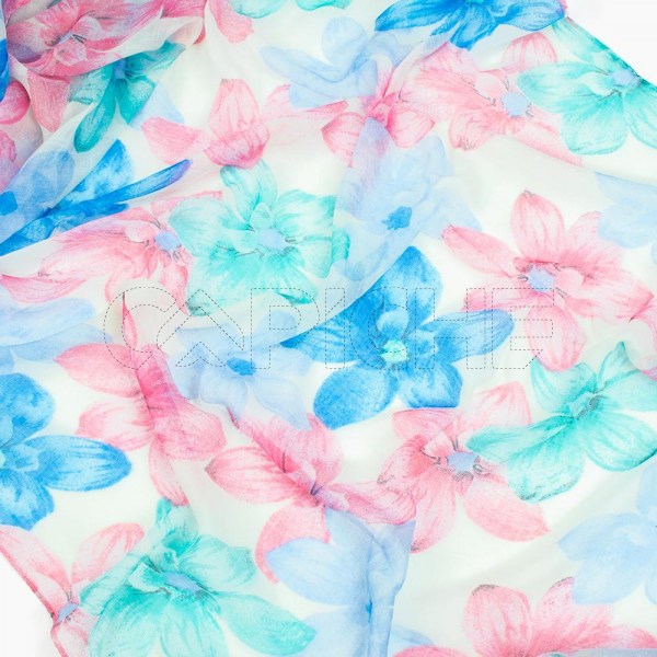 Pañuelo Flores Azul