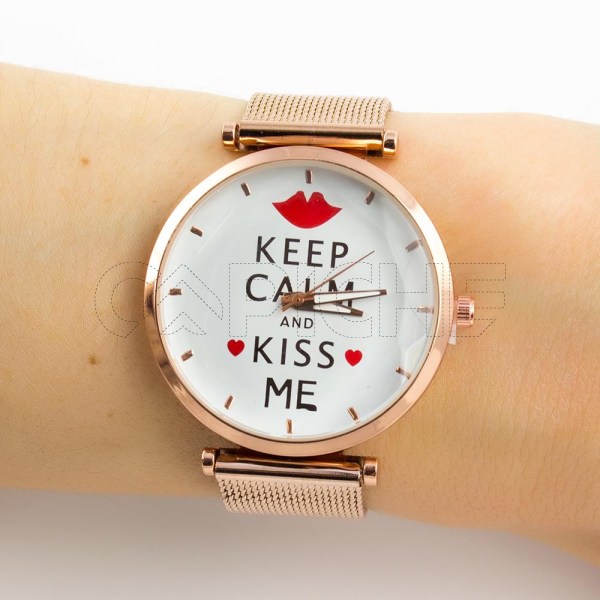 Reloj en acero Keep Calm Rose