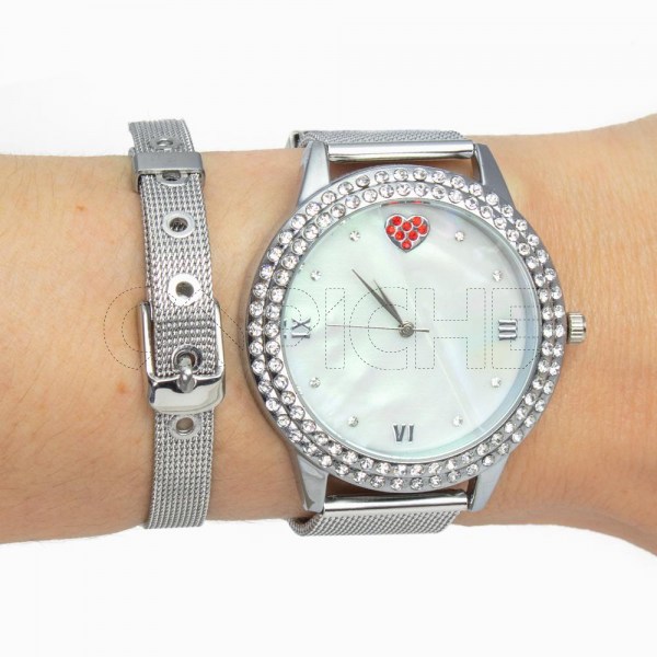 Reloj Amorito con Pulsera Plata