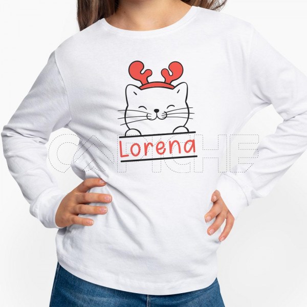 Sudadera sin Capucha Niño Gatito Navideño Personalizable