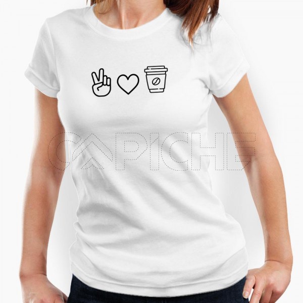 Camiseta Mujer Paz Amor Café