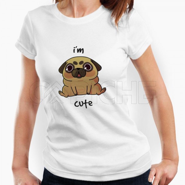 Camiseta Mujer Pug Cute