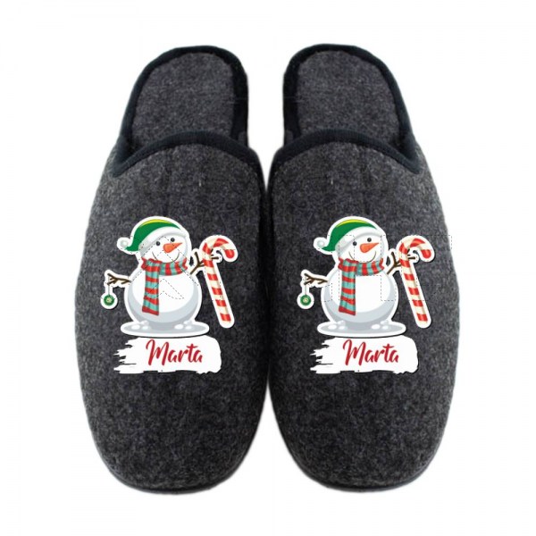 Pantufla Personalizada Pelucia Muñeco Nieve