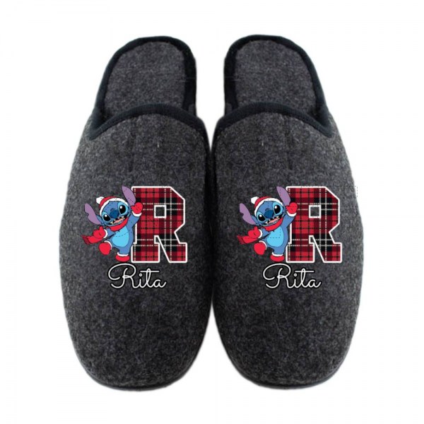 Pantufla Personalizada Stitch Navidad