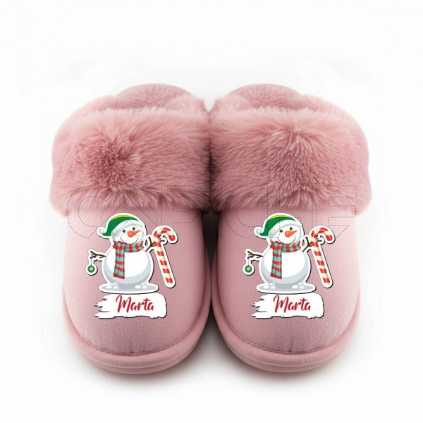 Pantufla Personalizada Pelucia Muñeco Nieve