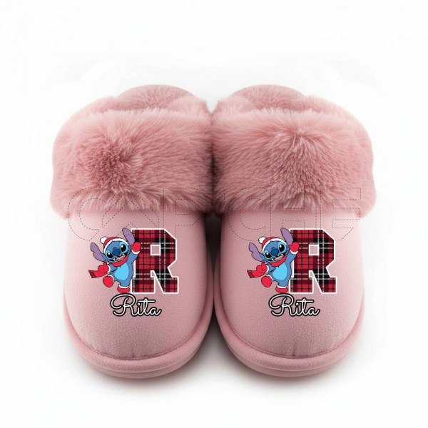 Pantufla Personalizada Stitch Navidad