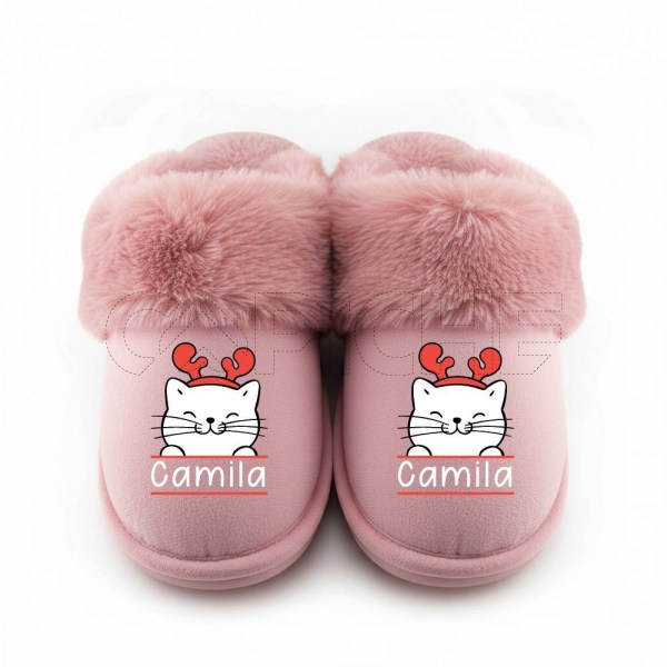 Pantufla Personalizada Pelúcia Gato