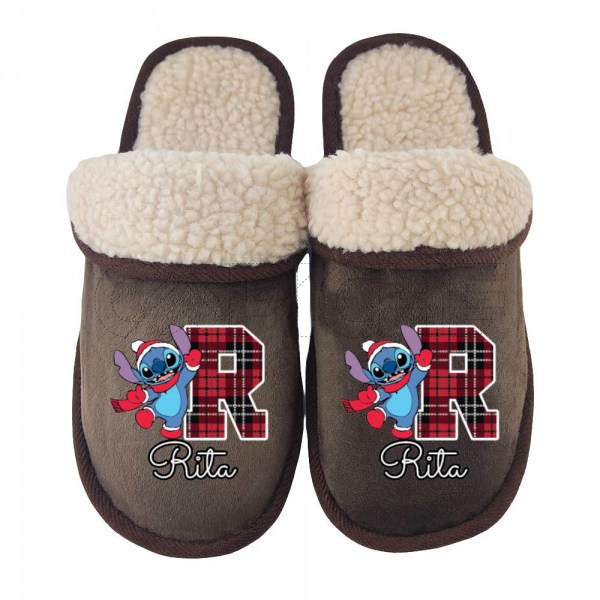 Pantufla Personalizada Stitch Navidad