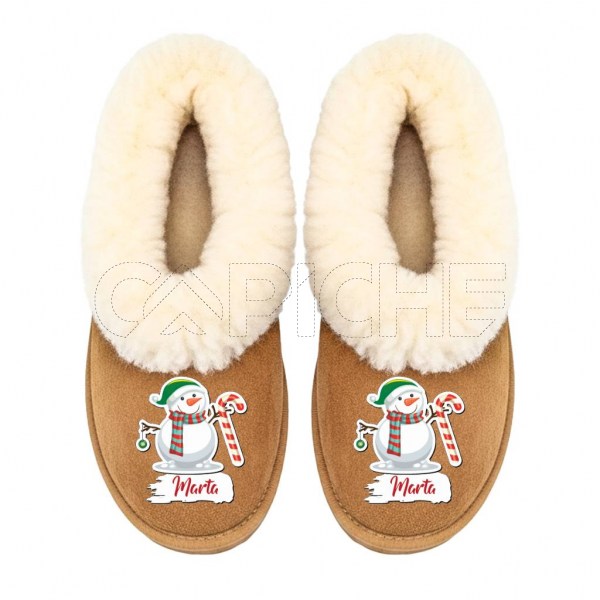 Pantufla Personalizada Pelucia Muñeco Nieve