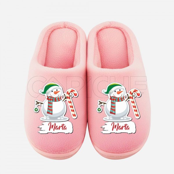 Pantufla Personalizada Pelucia Muñeco Nieve