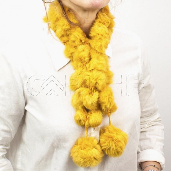 Bufanda de Cuello Pompom Amarillo