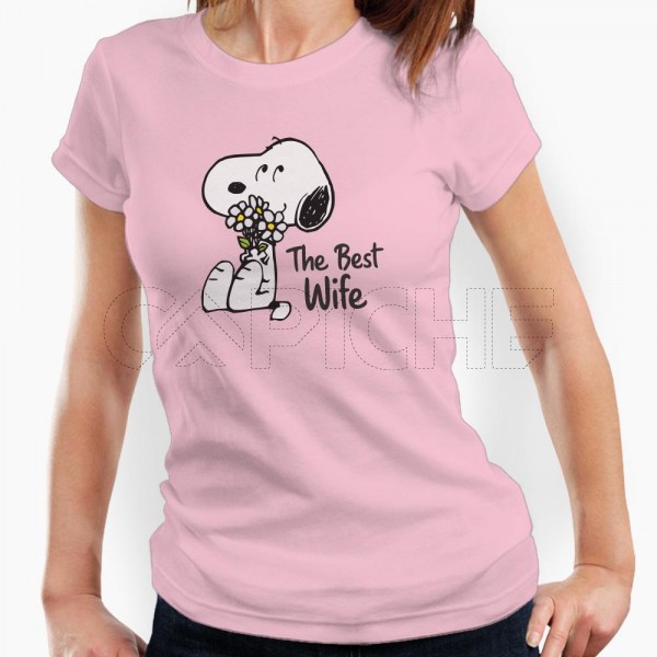 Camiseta Mujer Snoopy Frase Personalizable