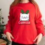 Sudadera sin Capucha Gatito Navideño Personalizable